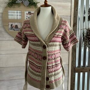 Cynthia Rowley Pink Tan Sweater L